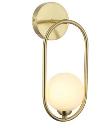 ARO Interior Round Opal Glass with Satin Gold Frame Wall Light